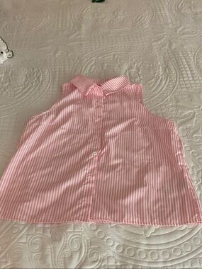 Sleeveless Pink Striped Collared Top